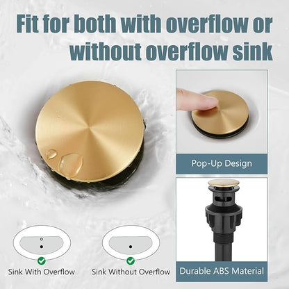 Aolemi Bathroom Sink Faucet Single Hole Cold and Hot Double Handle Cross Knobs Vanity Vessel Sink Basin Mixer Tap with Deck Cover Plate with Pop Up Drain Antique Brass