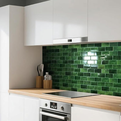 Art3d 10-Pack Subway Tiles Peel and Stick Backsplash, Green, 12 x 12 Inch | Thickened Design, No Warping, Durable, Self-Adhesive, Sturdy, for Kitchen, Bedroom, Ideal for New Home Buyers, Future Movers