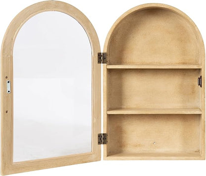 Kate and Laurel Arcott Modern Arch Wall Cabinet, 16 x 7 x 24, Natural Wood, Transitional Arched Cabinet for Use as Over-The-Toilet Storage or Living Room Storage Option