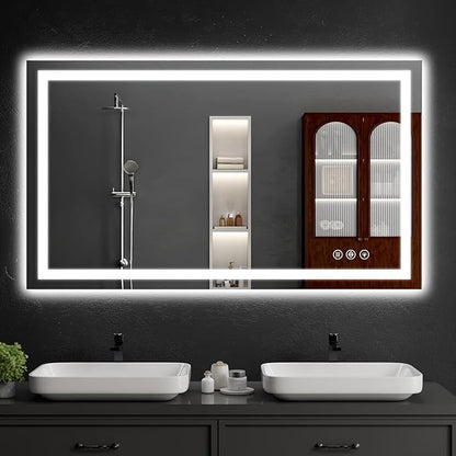 LED Bathroom Mirrors 40"x48" Bathroom Mirror with Lights for Wall, Backlit + Front Lit, 3 Colors, Anti-Fog, Dimmable Brightness for Vanity,Bathroom, Entryway, Living Room