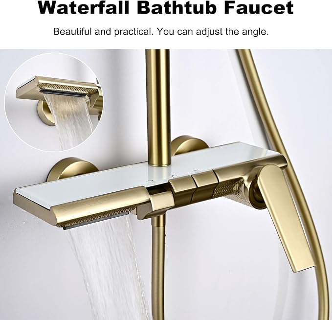 Exposed Shower System, Modern Piano Key Design, BSS0321 Shower Head Set, 30x20cm Shower Faucet Sets Complete, Handheld, Bathtub Faucet, 59A All Copper, Anti-Corrosion