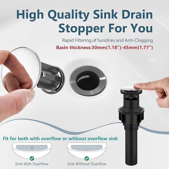 Aolemi Bathroom Faucets Arc 4 Inch Centerset Bathroom Sink Faucet Single Handle Vanity Faucet with Supply Lines,with Pop Up Drain Assembly,Polish Chrome