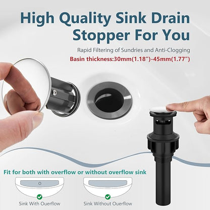 Aolemi Bathroom Faucets Arc 4 Inch Centerset Bathroom Sink Faucet Single Handle Vanity Faucet with Supply Lines,with Pop Up Drain Assembly,Polish Chrome