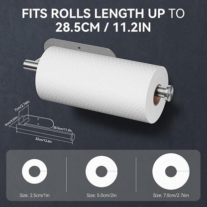 Auxmir No Drilling Self Adhesive Toilet Paper Holder, Premium Rustproof SUS304 Stainless Steel Roll Holder Wall Mount Tissue Holder for Bathroom Kitchen Washroom, Paper Towel Holder-Silver