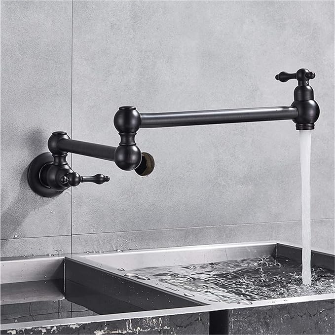 Single Handle Bathroom and Kitchen Faucet Cold Water Folding Basin Tap Single Hole Installation(Black Bronze)