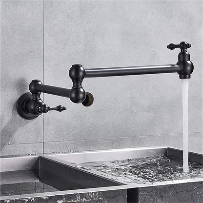 Single Handle Bathroom and Kitchen Faucet Cold Water Folding Basin Tap Single Hole Installation(Black Bronze)