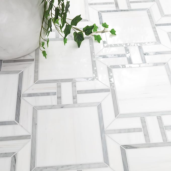 MSI Bianco Dolomite Alana 11 in. x 13 in. Polished Marble Mosaic Floor and Wall Tile for Bathroom, Kitchen Backsplash, Accent Wall Tile, and Shower Wall Tile