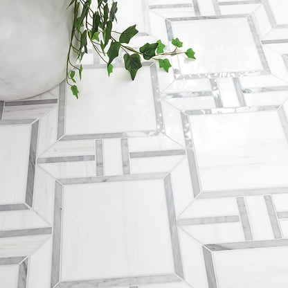 MSI Bianco Dolomite Alana 11 in. x 13 in. Polished Marble Mosaic Floor and Wall Tile for Bathroom, Kitchen Backsplash, Accent Wall Tile, and Shower Wall Tile