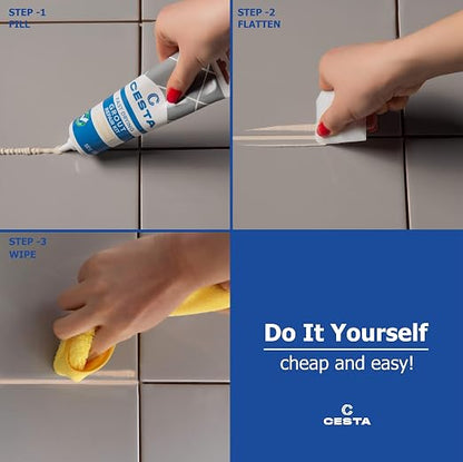 Tile Grout Repair Kit Beige-Fast Drying Premixed Grout Filler for Bathroom, Kitchen & Floor- Restore & Renew Tile Joints Line - Squeeze Tube with Applicator- Fills Cracks and Gaps (8.8 oz)