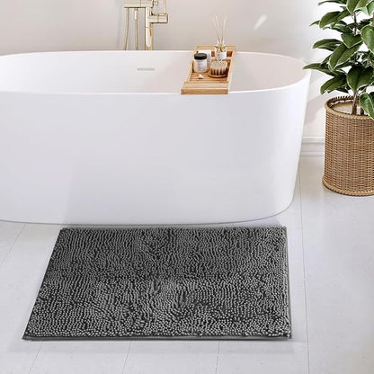Hearth & Harbor Bathroom Rugs, Chenille Bath Mat - Machine Washable Bath Mats for Bathroom Non-Slip Backing Rubber, Quick Dry Bathroom Mat