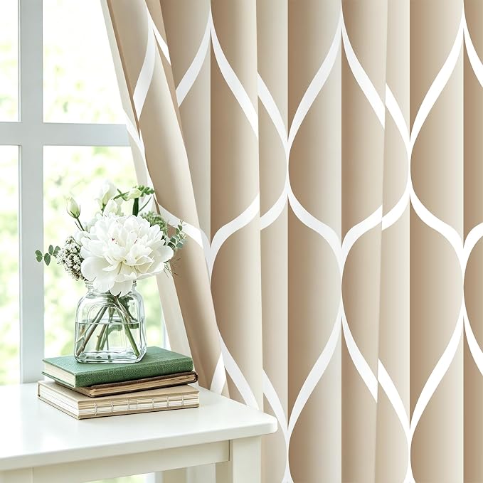 Gelbchu Geometric Shower Curtain for Bathroom, Cream, 72x72 | with Hooks, Premium Polyester, Quick Dry, Water Repellent, Machine Washable, Rustproof Grommets, Modern Minimalist