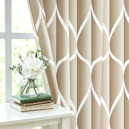 Gelbchu Geometric Shower Curtain for Bathroom, Cream, 72x72 | with Hooks, Premium Polyester, Quick Dry, Water Repellent, Machine Washable, Rustproof Grommets, Modern Minimalist