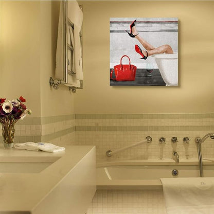 Stupell Industries 'Women's Fashion Bathroom Red Wine Heels'| Canvas Art | Stupell Industries | 36 x 36 Inches, Easy to Hang and Sturdy, Made in USA, by Milli Villa