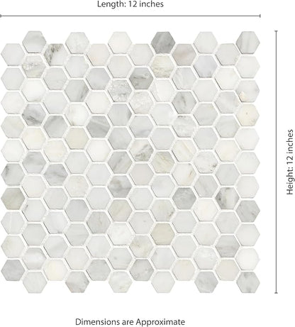 MSI Arabescato Carrara Honed Marble Tile for Kitchen Backsplash, Wall Tile for Bathroom, Accent Wall Tile, and Shower Wall Tile, 11.1 in. X 11.5 in. Mesh-Mounted Mosaic Tile, (8.9 sq. ft.)