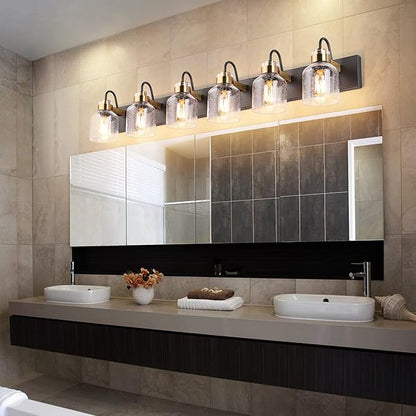 PRESDE Bathroom Vanity Light Fixtures Over Mirror 6 Light Vintage Bronze Brushed Black Bath Vanity Lighting