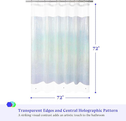 Mrs Awesome 72x72 Shower Curtain Liner Holographic | 3 Bottom Magnets,12 Rustproof Grommets,Glitter Water Proof Lightweight PEVA,72W x 72H for Bathroom