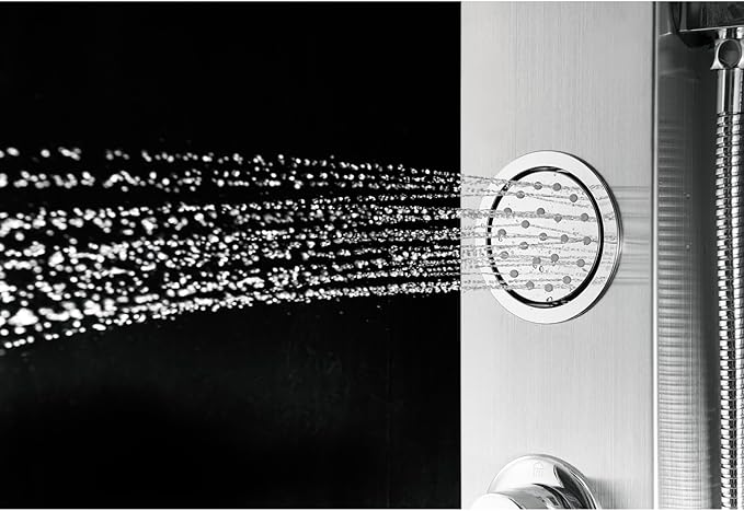 Blue Ocean 48" Stainless Steel SPS88213B Shower Panel Tower Column with Rainfall Shower Head and Handheld Shower (with hot/cold vavle) (Compact)