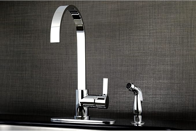 Gourmetier LS8710CTLSP Continental Single-Handle Kitchen Faucet with Side Sprayer, Matte Black