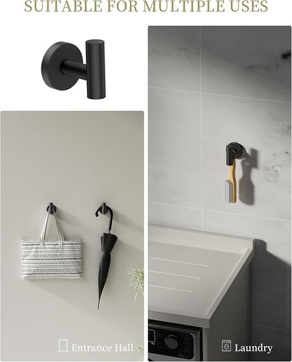 Matte Black Bathroom Hardware Accessories Set 5 pcs Towel Holder Bar Set | 24 inches Stainless Steel Towel Bar, Towel Racks for Bathroom Robe Towel Hooks Toilet Paper Holder Wall Mounted by BATHLAVISH