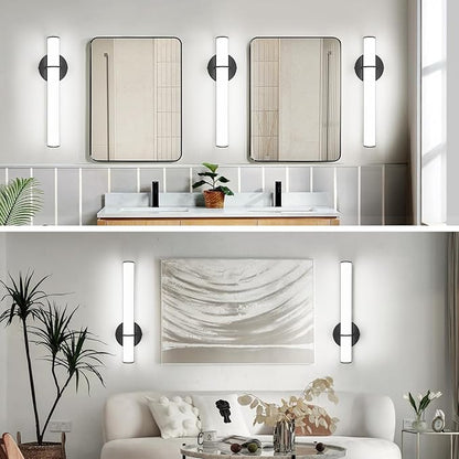 OOWOLF 2-Pack 17.3” LED Vanity Light, 12W 1200LM 5000K Daylight Dimmable Bathroom Light Vertical or Horizontal, Modern Bathroom Led Wall Sconces, Energy Saving, for Mirror Bedroom Living Room Hallway