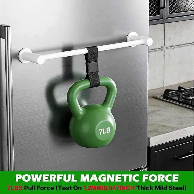 ULIBERMAGNET Magnetic Towel Holder, 1 Set Magnetic Towel Bar Holder with Adjustable Length, White Non-Slip Magnetic Towel Rod Rack for Refrigerator, Dishwasher, Oven, Laundry