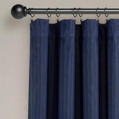 Lush Decor Night Sky 100% Blackout Window Curtain Panel Single 42"W x 84"L, Navy & White - Blackout Curtains For Bedroom - Sequin Curtains - Glam Decor