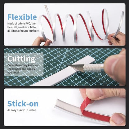 Art3d 30 ft Peel and Stick Flexible Molding Trim for Wall Tile Edge, Silver | Durable, Waterproof, Oil-Proof, Superior Adhesive, Useful, Easy to Clean, Ideal for Mirror Edges, Accent Walls, Backsplashes