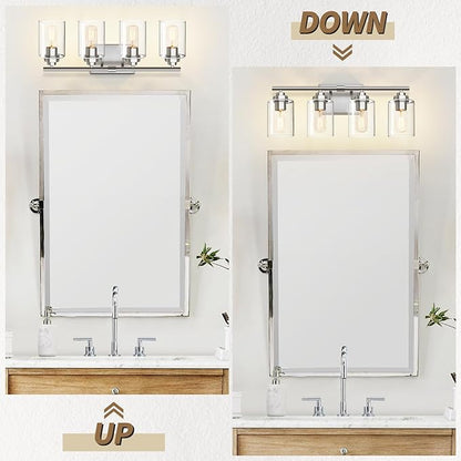 Bathroom Vanity Light Over Mirror,Bathroom Light Fixture Wall Sconce Lighting for Bedroom,Living Room (Nickel, 4-Light)