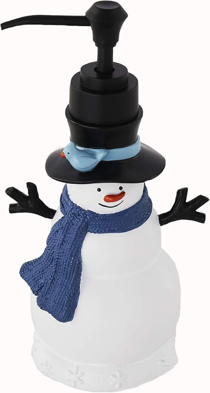 SKL Home Christmas Winter Friends Snowman Soap/Lotion Dispenser, Blue | For use in the bathroom, kitchen or bar. Coordinates with SKL Home Winter Friends and Glitz & Glam bath collections.