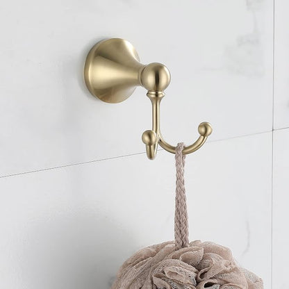 4 Piece Gold Bathroom Hardware Set - Brushed Gold Bathroom Accessories, 23.6 Inch Towel Bar | Towel Hook | Toilet Paper Holder | Hand Towel Holder