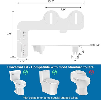 Garvee Non-Electric Bidet Attachment, Dual Nozzle, Side Control | Adjust water temp & pressure; self-cleaning nozzles; quick DIY install fits most toilets—fresh, comfortable rinse without pow