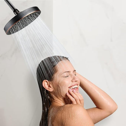 High Pressure Rain Shower Head, High Flow Pressure Boosting Adjustable Rainfall Showerhead, Awesome Shower Experience Even At Low Water Flow, Oil Rubbed Bronze