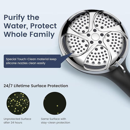 FEELSO Filtered Shower Head with Handheld, High Pressure 7-Spray Showerhead | Shower Filter Head for Hard Water, Remove Chlorine, Reduce Dry Itchy Skin, Anti-clog Nozzles, Power Wash to Clean Tub&Pet