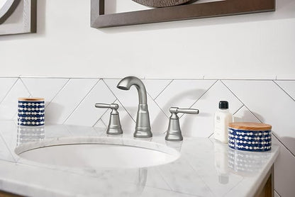 Moen Halle Spot Resist Nickel Widespread Traditional Bathroom Faucet with Drain Assembly for 3-Hole Applications, 84972SRN