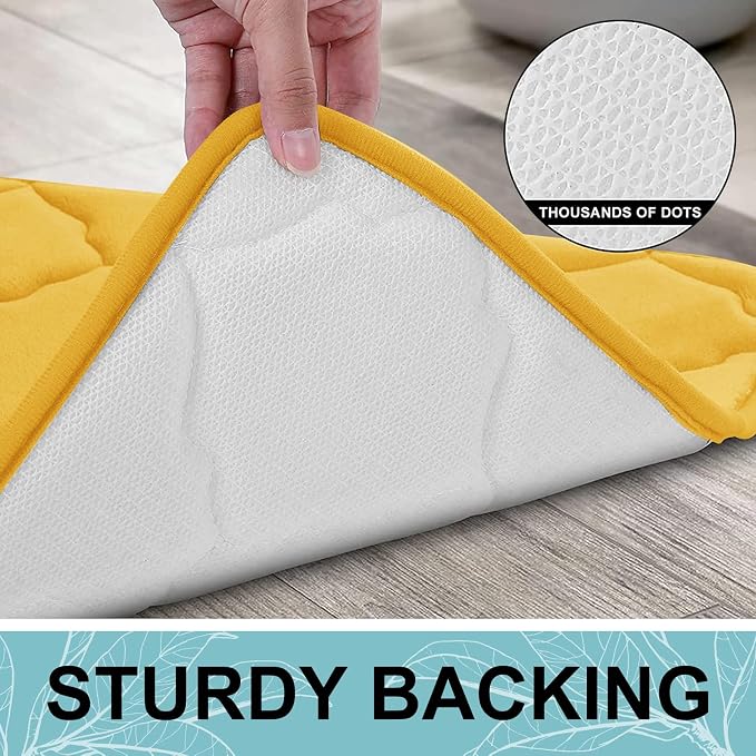 OLANLY Memory Foam Bath Mat Rug 70x24, Ultra Soft and Absorbent Bathroom Rugs, Non-Slip, Comfortable, Machine Washable Bath Carpet for Bathroom Floor, Tub, Shower and Home Decor Accessories, Yellow