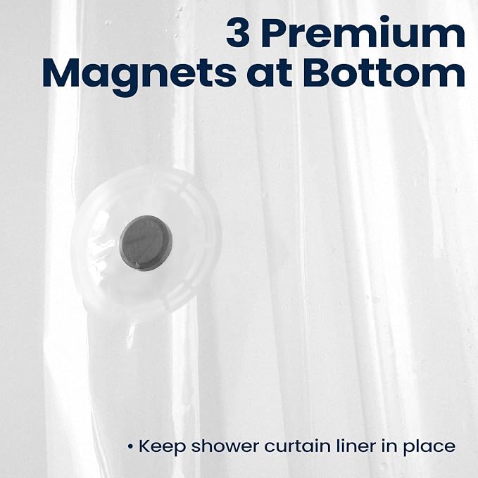 downluxe Shower Curtain Liner, PEVA Plastic Shower Liner with 3 Magnets, 72" x 72" Waterproof Bathroom Curtain, EVA Frosted, 1 Pack