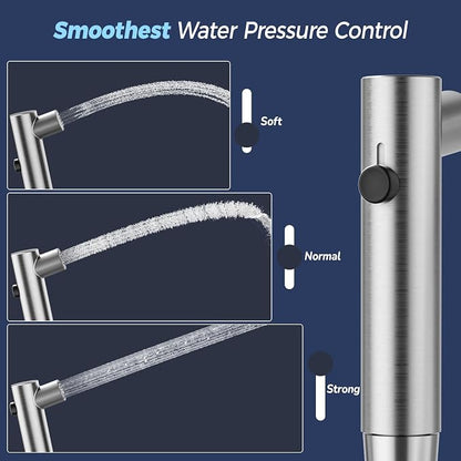 Stainless Steel Handheld Bidet Sprayer for Toilet, Stepless Water Pressure Control, Gentle Toilet Jet Spray with Leak-Proof Bidet Hose, Ideal for Feminine Hygiene, Cloth Diaper, Pet Cleaning