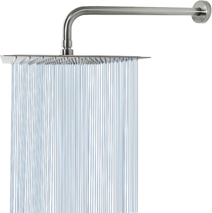 NearMoon Square Rain Shower Head With Extension Arm, Large Stainless Steel Rainfall Shower-Waterfall Full Body Coverage (12 Inch, Nickel)