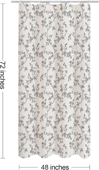 MitoVilla Small Stall Cotton Floral Shower Curtain for Bathroom,48 x 72 | Narrow BoHo Cottagecore Spring Shower Curtains, Modern Farmhouse Country Plant Leaves Bathroom Décor, 48 x 72