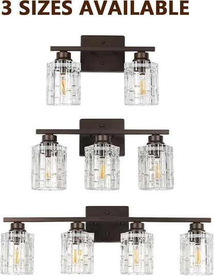 Refice 4-Light Bathroom Vanity Lights Crystal Glass, Oil Rubbed Bronze | Bathroom Light Fixtures Vanity Lighting Over Mirror for Living Room Farmhouse, Hallway