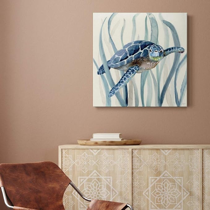 Renditions Gallery Turtle in Seagrass I Wall Art Premium Gallery Wrapped Canvas Decor Ready to Hang 16 in H x 16 in W Made in America Print AZS-WC07-17921-R-1616-MK