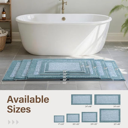 Bathroom Rugs 40x24 Non Slip Washable, Dusty Blue Bath Mat for Bathroom Floor Tub, Soft Absorbent Quick Dry Mats for Shower, Bathtub,Home Decor