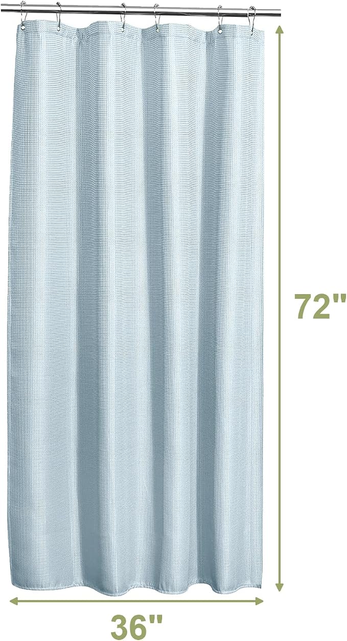AmazerBath Small Shower Curtain Waffle, Stall Shower Curtain, Fog Blue Shower Curtain Fabric, Hotel Quality Bathroom Shower Curtains, Heavy Duty, 36 x 72 Inches
