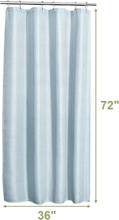 AmazerBath Small Shower Curtain Waffle, Stall Shower Curtain, Fog Blue Shower Curtain Fabric, Hotel Quality Bathroom Shower Curtains, Heavy Duty, 36 x 72 Inches