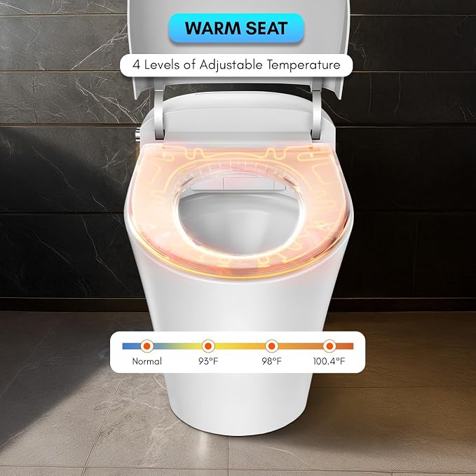 Blossom Smart Toilet with Bidet Built-In, Tankless One-Piece Toilet, Heated Seat, Auto Seat & Lid Open, Warm Water Spray, Air Dryer, Auto Flush, Foot Sensor, Remote Control, Multi-Position Nozzle Wash