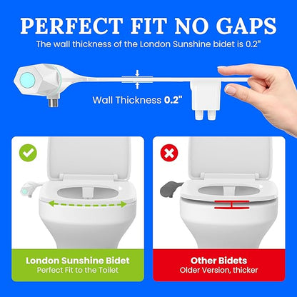 Ultra-Slim Dual-Nozzle Bidet Attachment - Adjustable Cold Water Pressure, Stainless Steel, Hygiene Upgrade,Non-Electric Bidet，Fluorescent White (Fluorescent White)