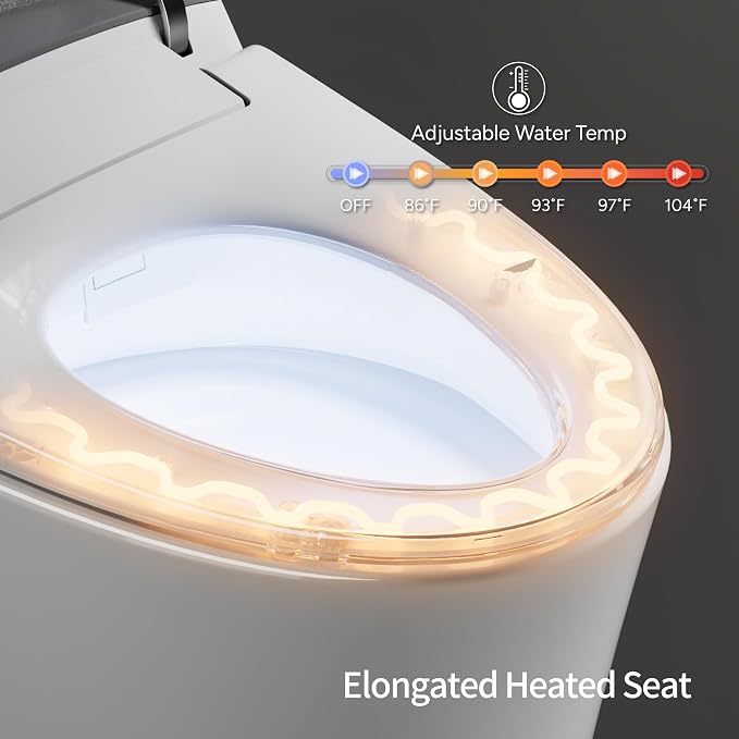 CANEST FC-001P Bidet Toilet, 17" Chair Height, 1000g MaP Flush, Heated Seat | ADA Smart Toilet with Bidet, Dual-Flush 1.1/1.6GPF, Foot Sensor Flush, One Piece Elongated Toilet with Tank Built in