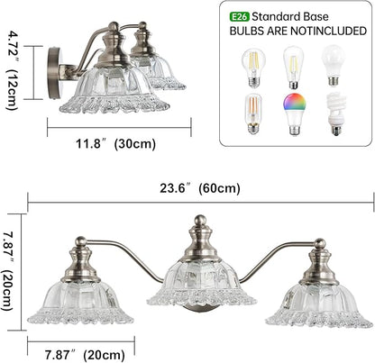 Brushed Nickel Bathroom Vanity Light Fixture 3 Light Vanity Lights for Bathroom Vanity Light Fixtures