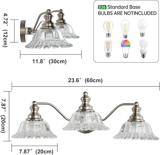 Brushed Nickel Bathroom Vanity Light Fixture 3 Light Vanity Lights for Bathroom Vanity Light Fixtures