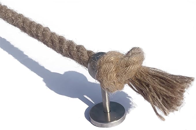 Nautical Rope Towel Holder - Coastal Towel Rack with Knot Bathroom Decor Wall Mount Towel Bar Bathroom Accessories, Rustic Silver Stainless Steel 26''